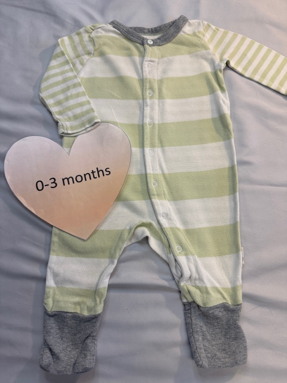 Burt's Bees - Baby Green and Gray Striped Footie